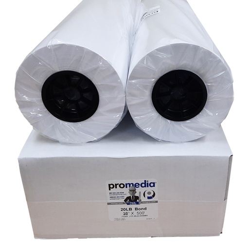 [LFP-20LB-30500BV] ProMedia 20lb Bond Paper 30" x 500' White (3" Core) (Box of 2)
